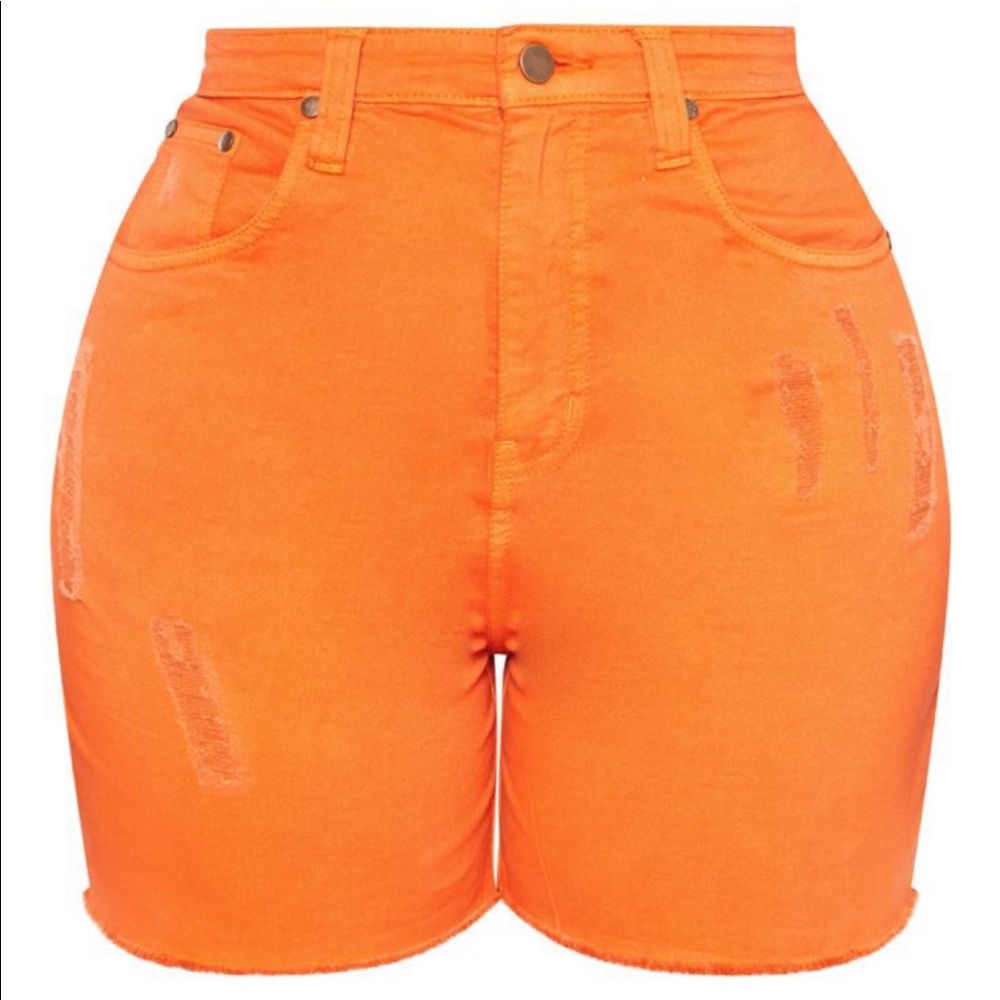 Orange high waisted shorts